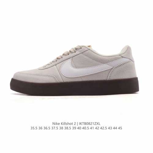 耐克板鞋 生胶米白 复古板鞋J.Crew X Nike 联名 Killshot Ii Leather 男女休闲复古运动鞋。采用米白色皮革制作鞋身，大号Swoos
