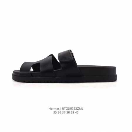 公司级 Hermes Footwear Woman 爱马仕 礼装 休闲拖鞋 黑白等多色万年经典爱马士 女神标配 度假 居家 必备凉拖鞋 东莞原厂真皮大底平底拖鞋 - 点击图像关闭