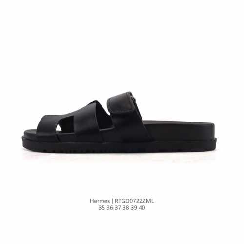 公司级 Hermes Footwear Woman 爱马仕 礼装 休闲拖鞋 黑白等多色万年经典爱马士 女神标配 度假 居家 必备凉拖鞋 东莞原厂真皮大底平底拖鞋