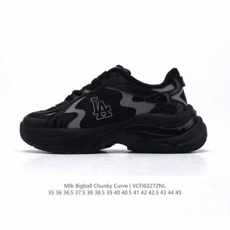公司级 美职棒 Mlb Bigball Chunky Curve 纽约洋基队厚底增高老爹鞋 魔术贴包头凉鞋 男女复古鞋中性纽约洋基队休闲经典运动鞋。加厚鞋底，侧 - 点击图像关闭