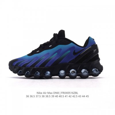 公司级 耐克 Nike Air Max Dn8 全掌气垫科技运动跑步鞋Fq7860-005 鞋款采用醒目渐变织物和动态波浪状结构鞋面 搭配黑色中底和外底 以及迷