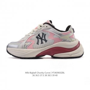 公司级 美职棒 Mlb Bigball Chunky Curve 纽约洋基队厚底增高老爹鞋女复古鞋纽约洋基队休闲经典运动鞋。加厚鞋底，侧面有撞色Ny标识，打造出