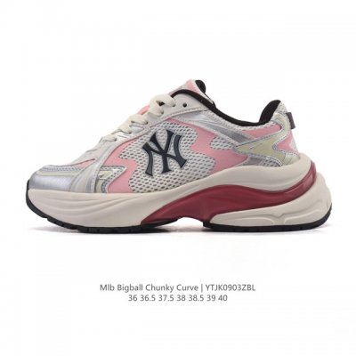 公司级 美职棒 Mlb Bigball Chunky Curve 纽约洋基队厚底增高老爹鞋女复古鞋纽约洋基队休闲经典运动鞋。加厚鞋底，侧面有撞色Ny标识，打造出