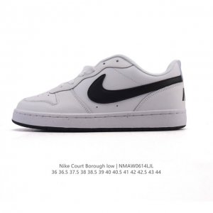 耐克 Nike 男女子运动鞋 Court Borough Low 小空军低帮板鞋。1.其皮革材质的鞋面结合网眼鞋舌，在出众外观与质感的同时提供稳固支撑，并且提升
