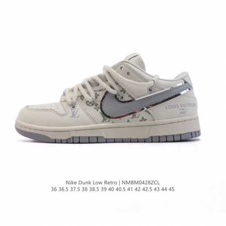 耐克 Nike Dunk Low Retro 运动鞋复古板鞋2025年新款 解构绑带 双鞋带 路易威登联名，作为 80 年代经典篮球鞋款，起初专为硬木球场打造， - 点击图像关闭