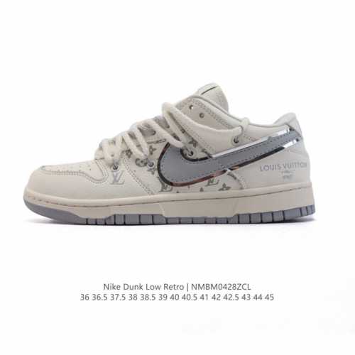 耐克 Nike Dunk Low Retro 运动鞋复古板鞋2025年新款 解构绑带 双鞋带 路易威登联名，作为 80 年代经典篮球鞋款，起初专为硬木球场打造，