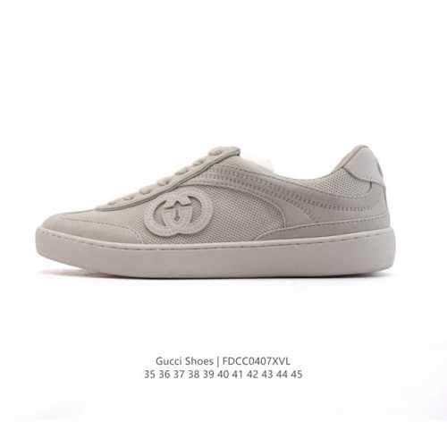 新品公司级 Gucci 25新款板鞋男女运动鞋德训鞋春季轻便系带透气情侣鞋休闲软底小白鞋透气网面休闲德训 低帮 时尚板鞋，德训鞋的版型大家都知道 是非常显脚瘦的