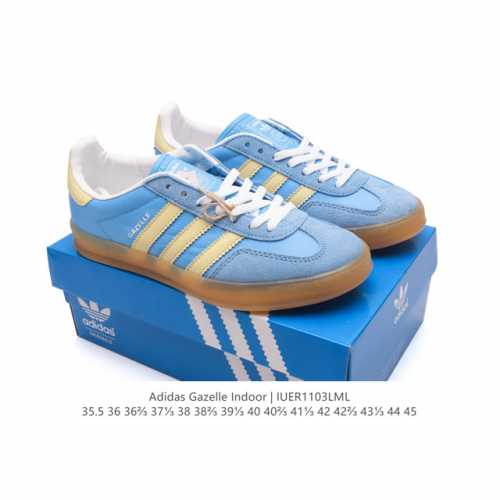 特价 阿迪达斯 Adidas Originals Gazelle Indoor复古三叶草防滑透明橡胶板鞋经典运动鞋。这款经典鞋,忠于原版设计,缀撞色三条纹和鞋跟