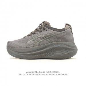 公司级 Asics亚瑟士升级Gel-Nimbus 27男女同款跑鞋透气缓震回弹跑鞋N27跑步鞋该鞋款专为提高跑者舒适度和运动表现而设计，搭载了新型鞋面材料和更强