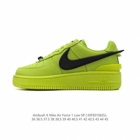 公司级 耐克 空军一号 Af1 低帮休闲板鞋 Ambush X Nk Air Force 7 Low Sp 空军一号联名标志性的swoosh延伸至鞋跟之外，鞋舌 - 点击图像关闭