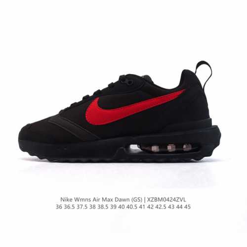 公司级 耐克 Nike Air Max Dawn 黎明系列 低帮气垫百搭休闲运动慢跑鞋，从配色上彰显出浓厚的复古气质。最大的亮点当属鞋型设计上加入结构元素，汲取