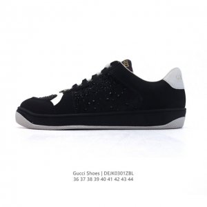 公司级 Gucci 古驰 百搭休闲运动板鞋。明星同款 小红书爆款 闪钻鞋面 小白鞋 厚底增高男女士运动鞋 真标 2024Ss新色，经典高奢品牌Gucci古驰 复