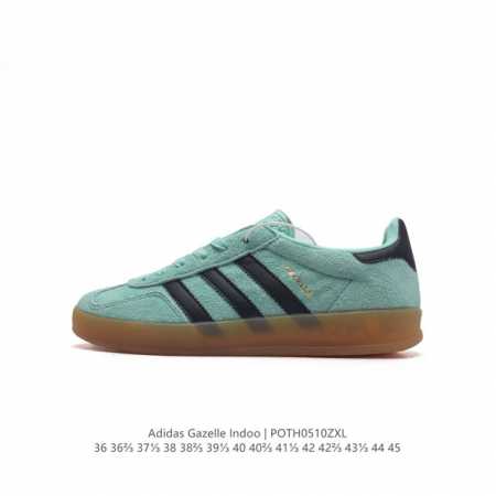 阿迪达斯 Adidas Originals Gazelle Indoor 复古三叶草防滑透明橡胶板鞋经典运动鞋。这款经典鞋,忠于原版设计,缀撞色三条纹和鞋跟饰片 - 点击图像关闭