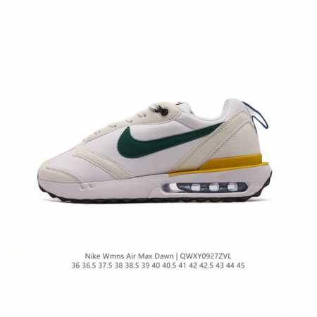 耐克 Nike Air Max Dawn 黎明系列 低帮气垫百搭休闲运动慢跑鞋，从配色上彰显出浓厚的复古气质。最大的亮点当属鞋型设计上加入结构元素，汲取1984 - 点击图像关闭