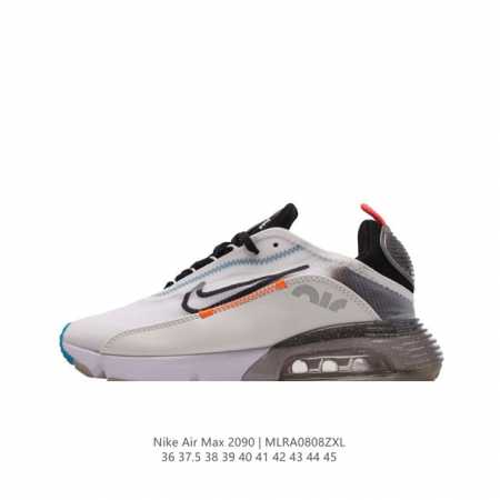 nike 耐克 采用轻质透气纤维革及牛津布面料鞋面材质，打造独立可视气窗气垫缓震全新耐克nike Air Max 2090 White Black Red De - 点击图像关闭