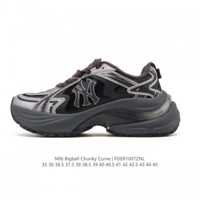 公司级 美职棒 Mlb Bigball Chunky Curve 纽约洋基队厚底增高老爹鞋男女复古鞋纽约洋基队休闲经典运动鞋。加厚鞋底，侧面有撞色Ny标识，打造