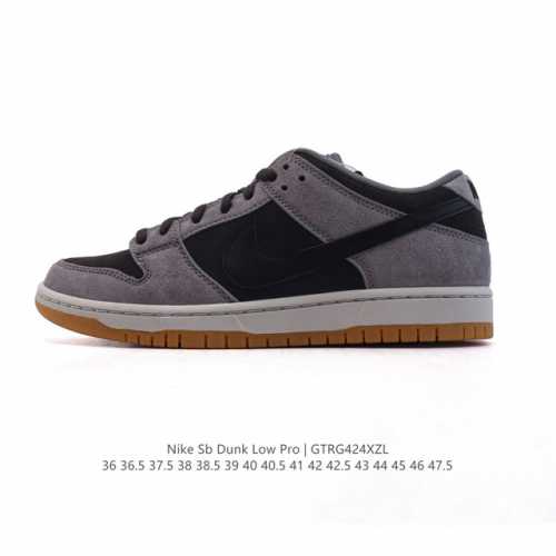 公司级 耐克 Nike Sb Dunk Low pro 男女同款运动鞋复古板鞋。采用柔软皮革鞋面，经久耐穿，塑就如元年款 Dunk 般的复古质感。鞋头透气孔，搭