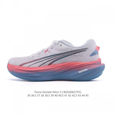 真标 彪马 Puma Deviate Nitro3男女士2025年新款跑步鞋减震舒适缓冲回弹简约软底运动鞋注氮泡沫橡胶鞋垫耐磨防滑百搭老爹鞋 Deviate N