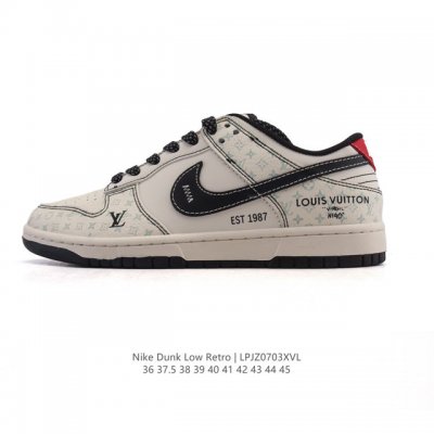 公司级 耐克 Nike Dunk Low Retro 运动鞋复古滑板鞋 路易威登联名。作为 80 年代经典篮球鞋款，起初专为硬木球场打造，后来成为席卷街头的时尚