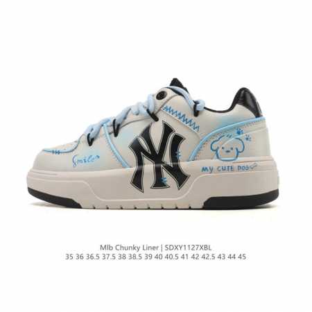 公司级 Mlb Chunky Liner Mid人气单品学长鞋系列轻量增高厚底百搭休闲运动板鞋轻便胶鞋 解构绑带 双鞋带 高级街头休閒品牌鞋。Mlb Chunk - 点击图像关闭