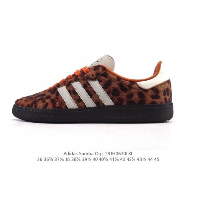 公司级 阿迪达斯 德训鞋 Adidas Originals Samba Og Shoes 经典运动鞋小白鞋 T头鞋 豹纹毛绒织物鞋面男女士板鞋 彰显休闲摩登风情