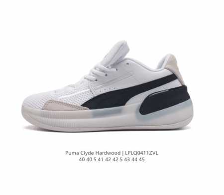 彪马库兹马 Puma Clyde Hardwood 复古低帮缓震透气实战篮球鞋男士运动鞋。这双鞋很大的特征就是后半部分的皮质鞋面，皮质鞋面对脚的包覆真的有那种老 - 点击图像关闭