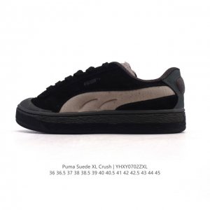 特价 彪马 Puma 男女式运动板鞋 Suede Xl Crush 防滑耐磨百搭舒适时尚休闲鞋 Puma Black-Shadow Gray复古单品彪马 时尚