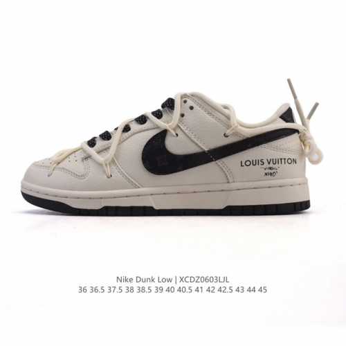 特价 耐克 Nike Dunk Low Retro 运动鞋复古板鞋 解构绑带 双鞋带 路易威登联名，作为 80 年代经典篮球鞋款，起初专为硬木球场打造，后来成为