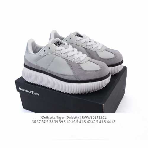 新品 Onitsuka Tiger 鬼塚虎 Delecity 鞋帮高度 低帮 功能 平衡,支撑,增高,耐磨 运动系列 时尚休闲松糕跟 厚底增高小白鞋。Onits
