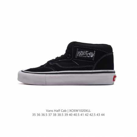 公司级Vans 万斯 Half Cab 秋冬中帮硫化休闲板鞋 经典复古男女鞋情侣鞋硫化运动鞋。 此次以Half cab 为基准，设计师大面积采用高端全翻毛皮打造 - 点击图像关闭