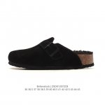 公司级 加绒加厚 德国百年知名鞋履品牌 勃肯Birkenstock Boston Suede Shearling 波士顿系列休闲家居棉拖鞋 低帮牛皮绒面革复古软