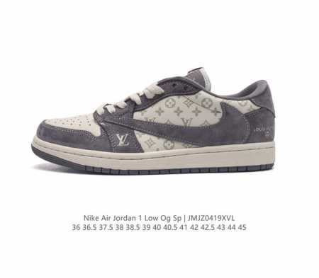 当红嘻哈歌手特拉维斯 斯科特联乘路易威登louis Vuitton X Travis Scott X Nike Air Jordan 1 Low Og S Da - 点击图像关闭