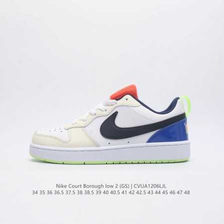 二层皮 耐克 Nike Court Borough Low 2 GS 小空军 低帮百搭透气休闲运动板鞋男女鞋 经典耐用的设计，兼顾舒适脚感和出众风范，演绎匠心之 - 点击图像关闭