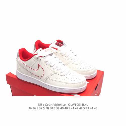 耐克nike Court Vision Low 校园风低帮复古篮球板鞋男女运动鞋。延续80年代复古篮球鞋，添加学院风细节。皮革组合鞋面，利落风格，重现复古篮球风