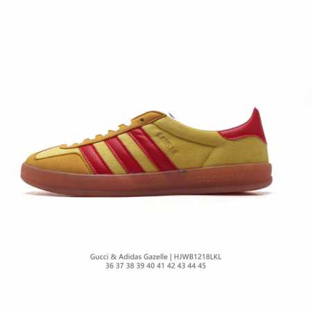 阿迪达斯 Adidas Originals X Gucci Gazelle 阿迪古驰联名经典休闲板鞋 复古男女运动鞋，融汇两个品牌丰富且历史悠久的典藏元素, A - 点击图像关闭
