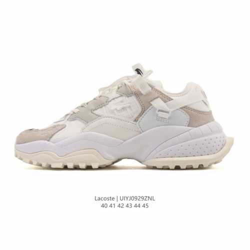 公司级 Lacoste 时尚户外休闲潮流系列运动鞋 厚底增高老爹鞋 广东大厂品质全新工艺升级 品质毋庸置疑 全新原厂包装鞋盒 透气网面鞋面，搭配防臭防腐真皮乳胶