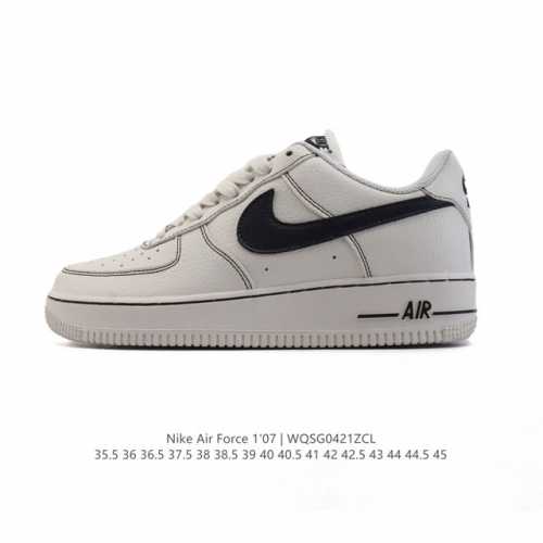 头层皮 耐克 Nike Air Force 7 Low 空军一号含气垫 小白鞋 低帮百搭厚底增高休闲运动板鞋。柔软、弹性十足的缓震性能和出色的中底设计，横跨复古