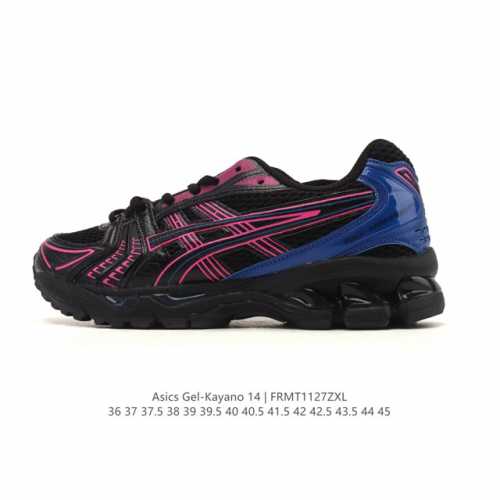 公司级 真标 亚瑟士 Asics Gel-Kayano 14 运动休闲透气专业缓震慢跑鞋。采用工程弹性双层再生网格密度鞋面材质，后跟3D可视Gel缓震乳胶物料，