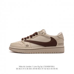公司级aj1倒勾travis Scott X Air Jordan 1 ” Reverse Mocha “ Aj1乔1 Ts 闪电 联名倒钩 低帮文化篮球鞋 完