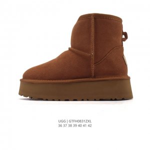 Ugg 雪地靴 俏皮可爱的百变造型， 美国轻奢品牌Ugg 平底系列高帮 冬季羊毛一体雪地休闲保暖毛毛家居棉鞋。官方同步包装 检验标 材料采用原厂防污防水皮料 防
