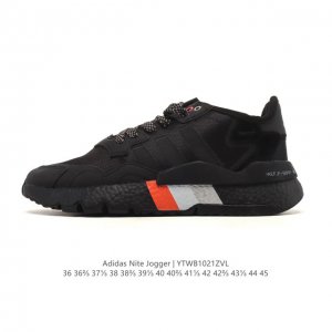 阿迪达斯 Adidas Nite Jogger 全新配色王嘉尔代言款男女士运动鞋，透气网面鞋面 夜行者 3M反光 真爆大底复古跑鞋。 针织透气网布搭配皮革拼接打