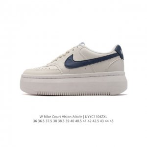 NIKE耐克新款Nike Court Vision Alta LTR 厚底增高运动休闲板鞋。时尚设计，巧妙融合皮革材质搭配加高鞋底。出众篮球鞋外观搭配柔软鞋舌，