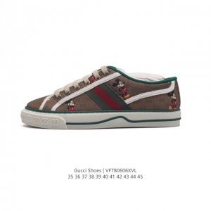Gucci 古奇 小白鞋 古驰奢侈品男女运动鞋休闲鞋子 Gucci Tennis 1977老花帆布鞋，经典耐穿复古感满满的gucci老花帆布鞋老花满印板鞋 红绿
