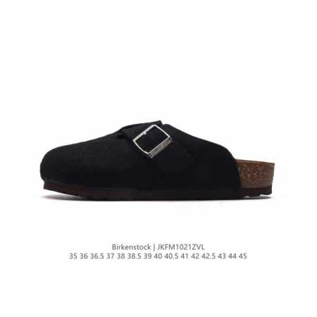 公司级 德国百年知名鞋履品牌 博肯Birkenstock Boston VL 勃肯绒面 加绒加毛 秋冬新款 金属针扣软木底包头拖鞋 牛皮革质地柔软 搭配可调节鞋 - 点击图像关闭