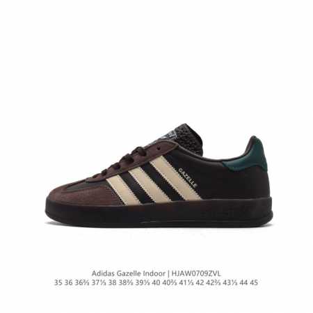阿迪达斯 Adidas Originals Gazelle Indoor 复古三叶草防滑透明橡胶板鞋经典运动鞋。这款经典鞋,忠于原版设计,缀撞色三条纹和鞋跟饰片 - 点击图像关闭