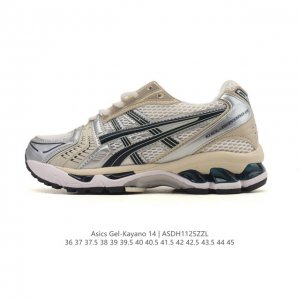 真标 亚瑟士 Asics Gel-Kayano 14 运动休闲透气专业缓震慢跑鞋。采用工程弹性双层再生网格密度鞋面材质，后跟3D可视Gel缓震乳胶物料，升级Ff
