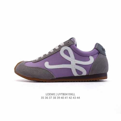 公司级 Loewe 罗意威 Ballet Runner 皮革织物拼接 简约圆头 系带 低帮 运动休闲鞋这双鞋是Loewe新发布的Ballet Runner ，被