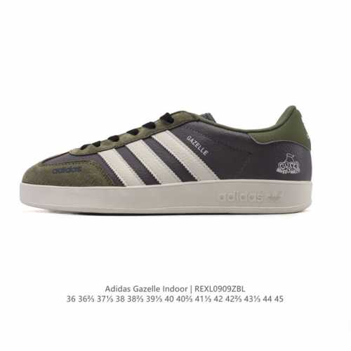 公司级 阿迪达斯 Adidas Originals Gazelle Indoor复古三叶草防滑透明橡胶板鞋经典运动鞋。这款经典鞋,忠于原版设计,缀撞色三条纹和鞋