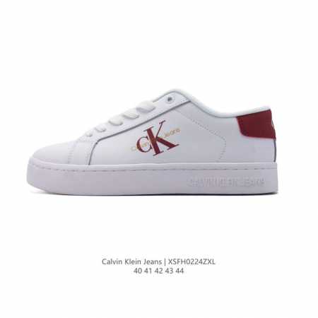 新品 Calvin Klein 卡文克莱 街头 低帮 运动潮流 复古小白鞋 板鞋 Calvin Klein Jeans 24秋冬男Ck牛皮革拼接印花休闲运动阿甘 - 点击图像关闭