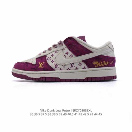 160 【二层皮】耐克Nike Dunk Low 板鞋 2025年新款 蛇年限定 Sb系列经典百搭休闲运动板鞋 路易威登联名。加厚鞋舌的填充，使舒适性大大提升，
